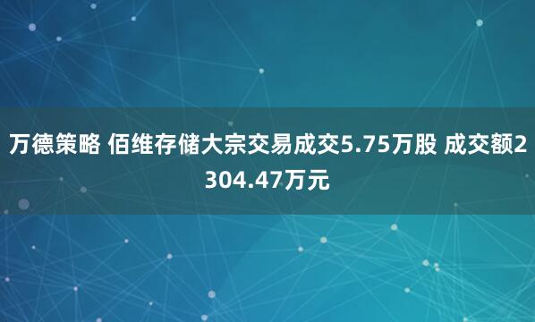 万德策略 佰维存储大宗交易成交5.75万股 成交额2304.47万元